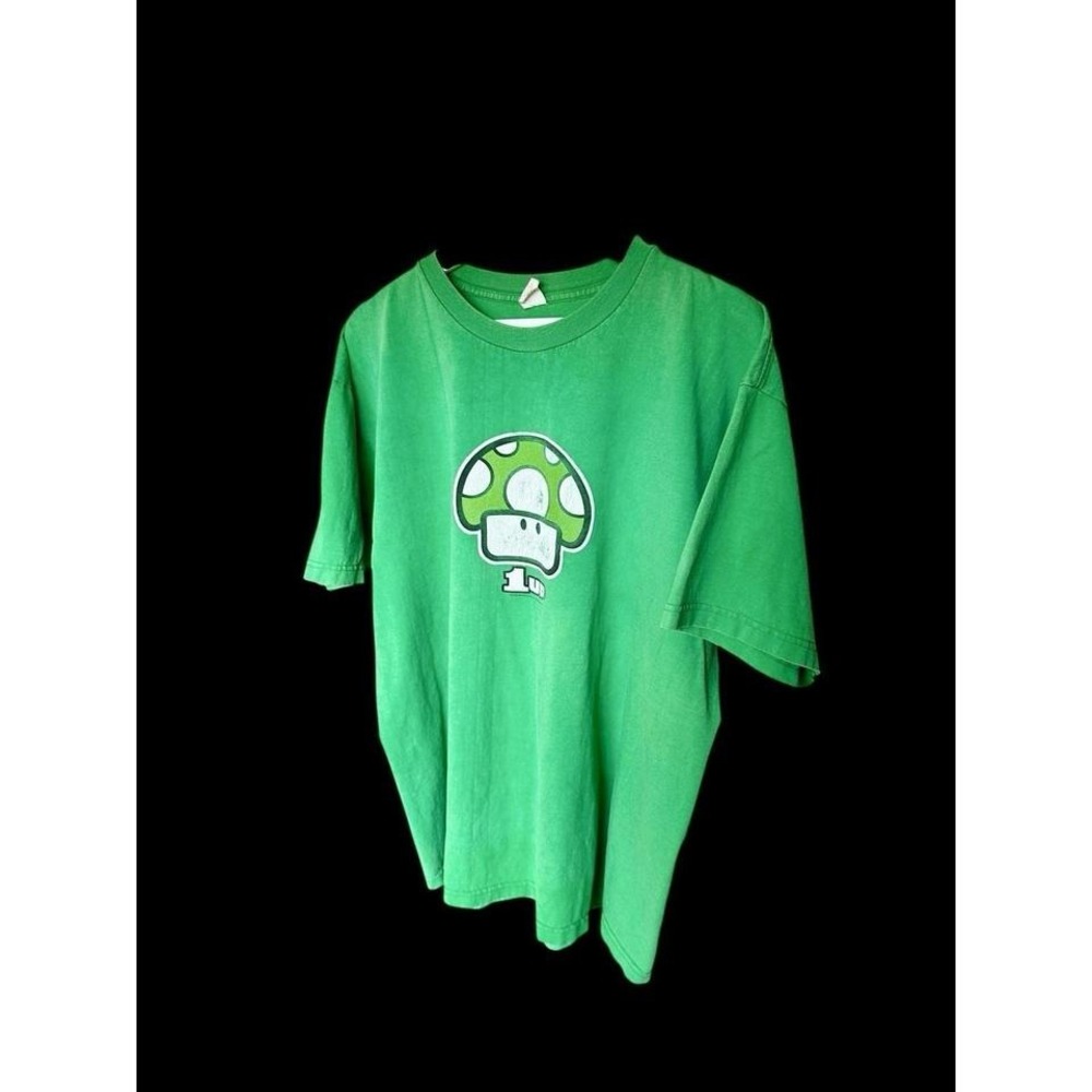 Vintage 2003 Nintendo Super Mario Toad 1Up T-Shirt Adult XL Green Distressed